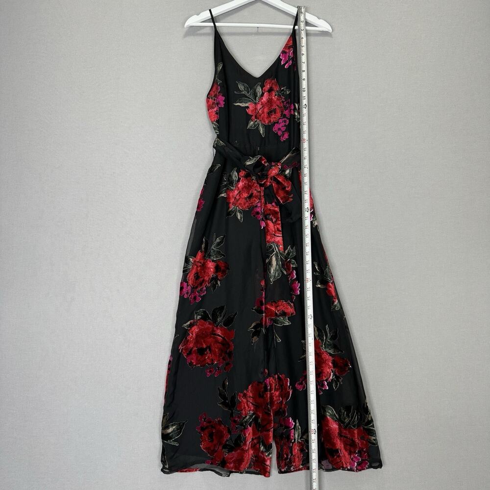 Ett:twa Anthropologie Floral Burnout Jumpsuit Womens Small Black Velvet Motif - Picture 9 of 15
